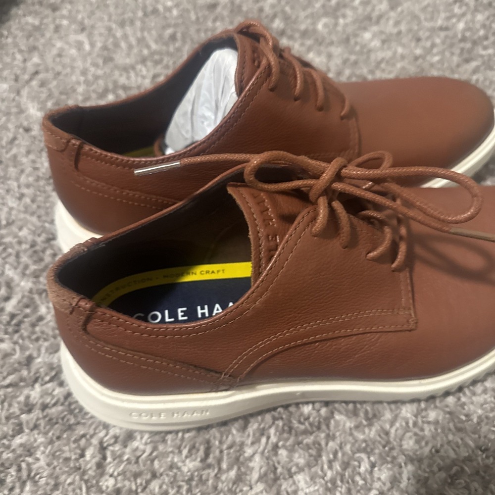 Cole Haan Grand Plain Toe Oxford C36935 British Tan Tumbled Leather Men's Size 9